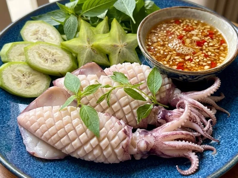 Nước mắm gừng giúp món mực hấp thêm đậm đà và tròn vị